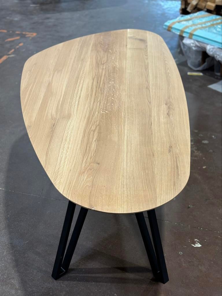 Eiken tafel kiezelvormig/organisch 220x110cm, 100 tot 150 cm, Eikenhout, Nieuw, Ophalen of Verzenden