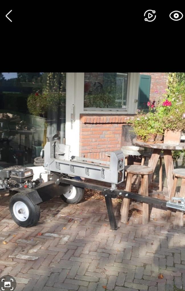 Dubbel werkende 20 tons Houtklover/ kloofmachine te huur., Benzine, Gebruikt, Onbekend, Liggend