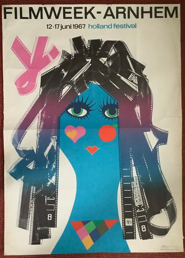 Grote Origenele affiche filmdagen Arnhem 1979, Ophalen of Verzenden, Gelezen, Grafische vormgeving