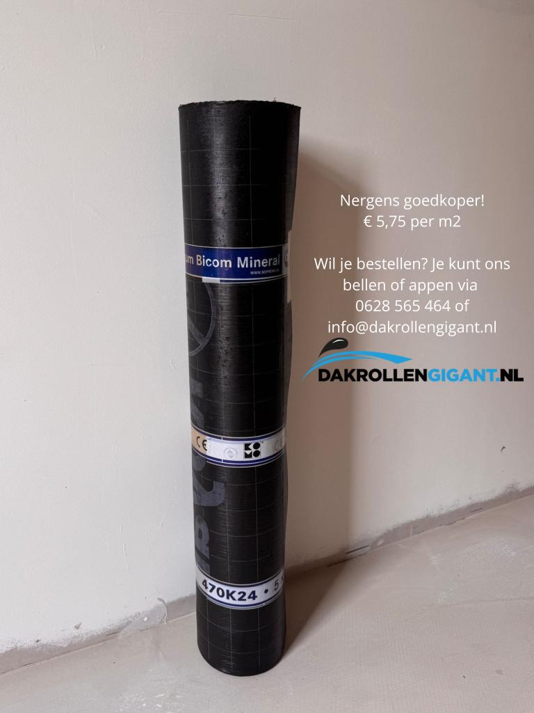 Royalgum Bicom mineraal dakbedekking 470K24, Ophalen, Overige materialen, Info@dakrollengigant.nl, Zwart