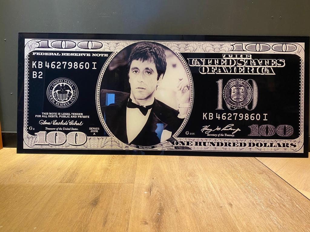 Scarface Tony Montana Dollar Art120x50 cm, Ophalen of Verzenden