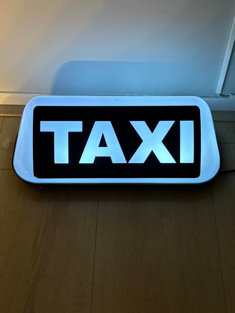 Origineel Geel en wit Taxi Daklicht lamp op 220 volt, Verzenden, Zo goed als nieuw, Lichtbak of (neon) lamp