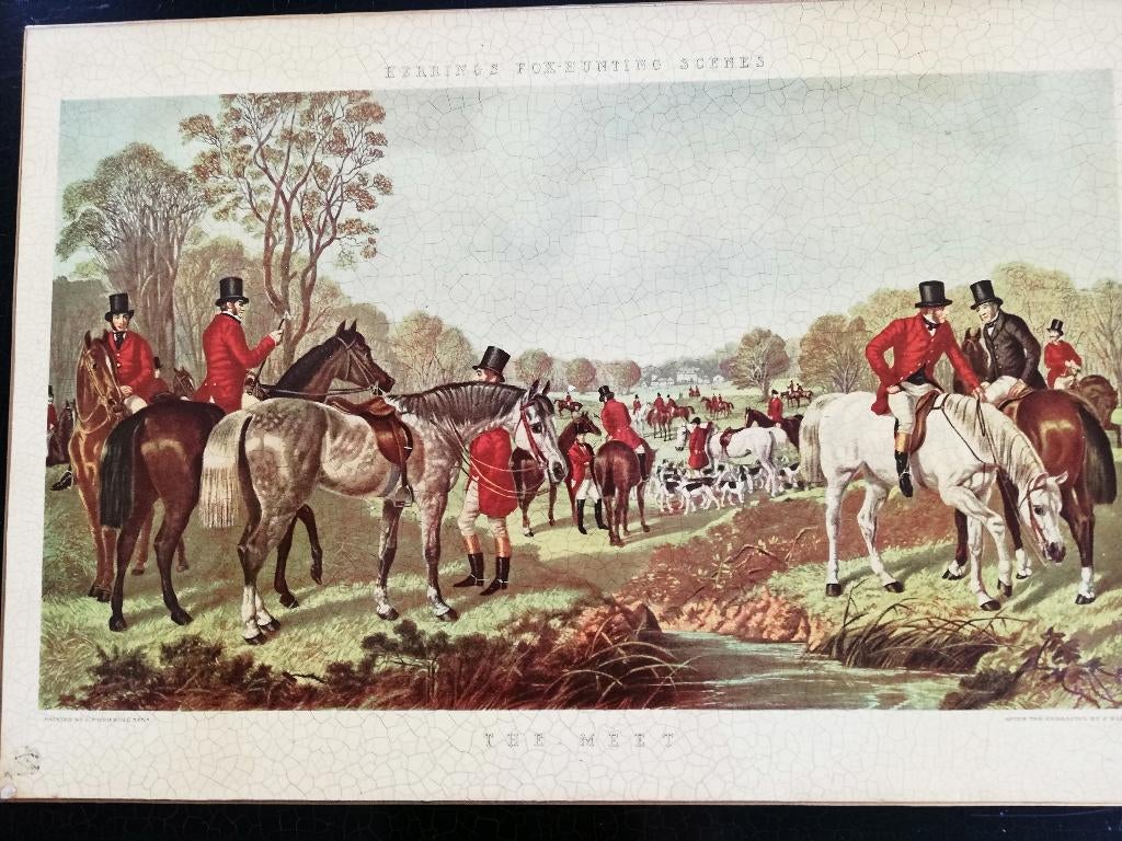 Klassiek Engels dienblad Herrings fox hunting scenes 51,5x38, Ophalen, Zo goed als nieuw, Rechthoekig, Metaal