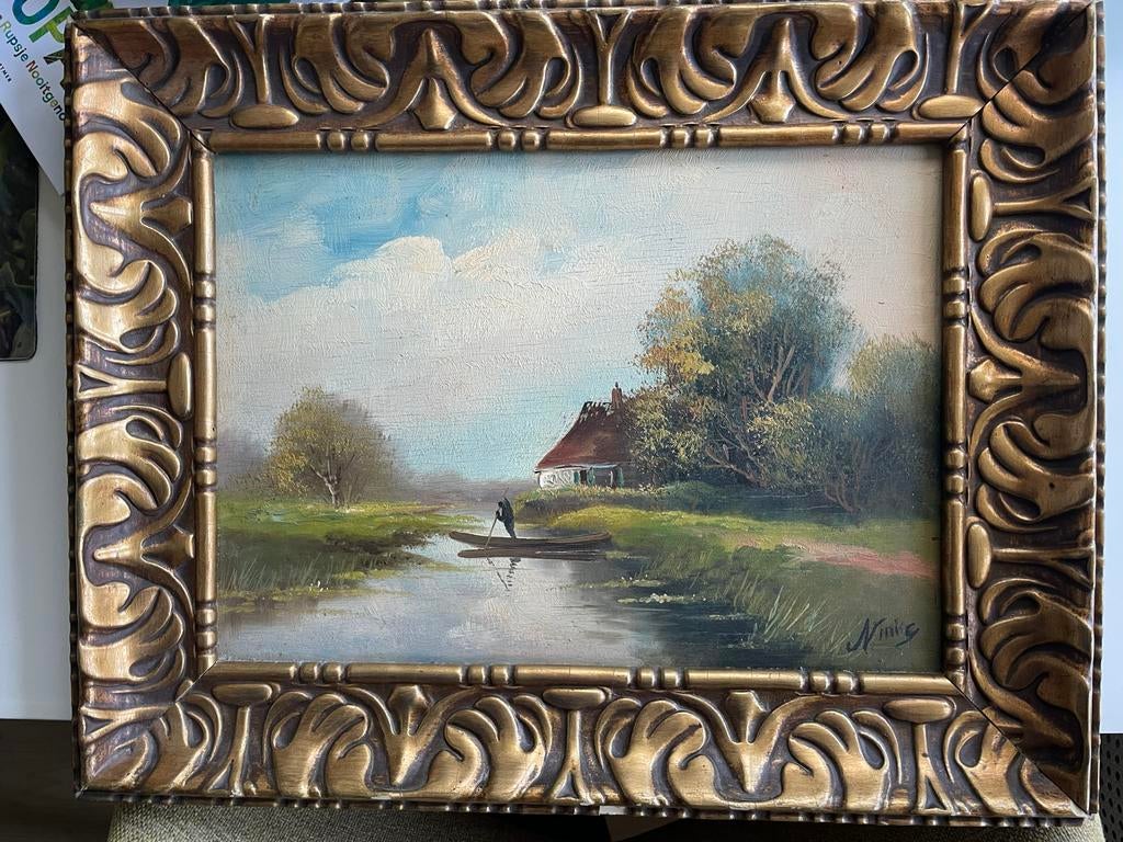 Polderlandschap op hout geschilderd, Antiek en Kunst, Ophalen of Verzenden