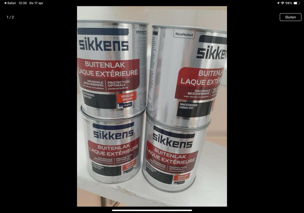 Sikkens grachtengroen of dennegroen hooglans 17 euro ps, Nieuw, Ophalen of Verzenden, Lak, Minder dan 5 liter