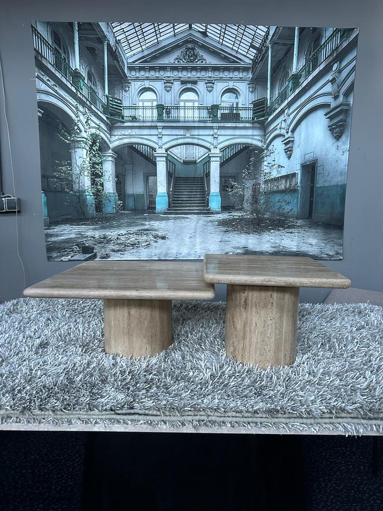 Theo salontafels travertine, Huis en Inrichting, Tafels | Salontafels, Travertine, Vierkant, Nieuw, Ophalen of Verzenden