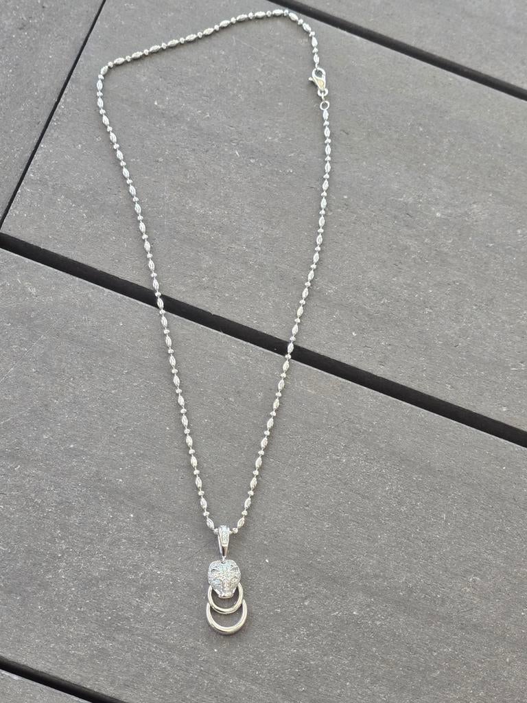 18 krt witgouden ketting met briljanten cartier panter, Sieraden, Tassen en Uiterlijk, Kettingen, Ophalen of Verzenden, Zo goed als nieuw