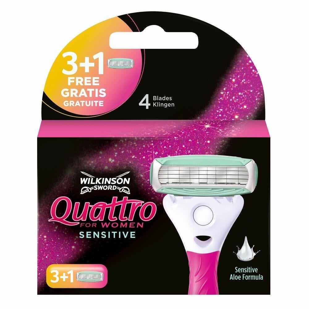 4 Wilkinson Quattro Sensitive scheermesjes, Ophalen of Verzenden, Nieuw, Gehele gezicht