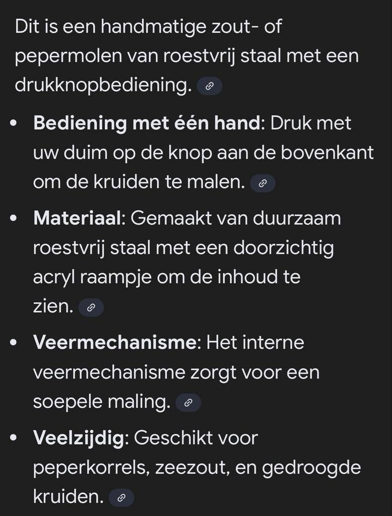 Handmatige zout- of pepermolen van roestvrij staal, Ophalen of Verzenden, Zo goed als nieuw