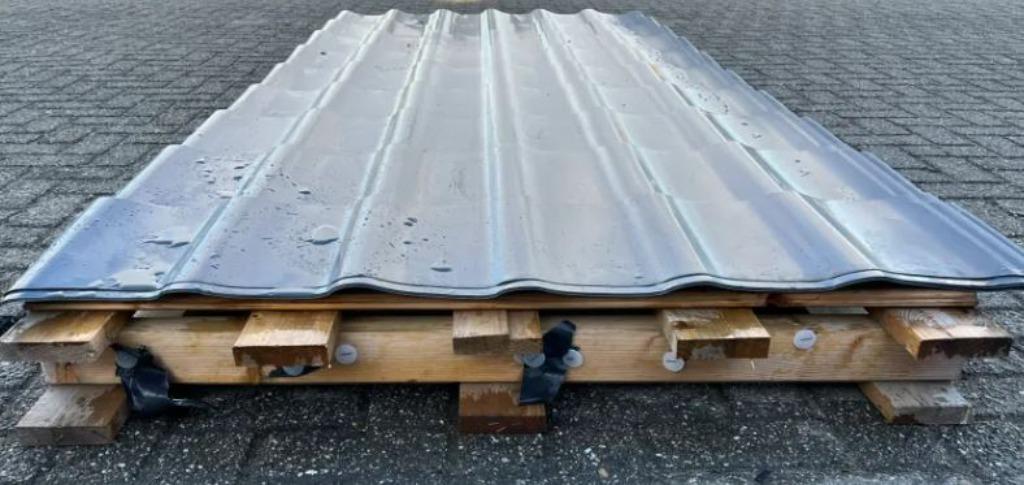 3x Dakpanprofielplaten antraciet (lengte 270) S25009, Overige kleuren, Zo goed als nieuw, 15 m² of meer, Metaal