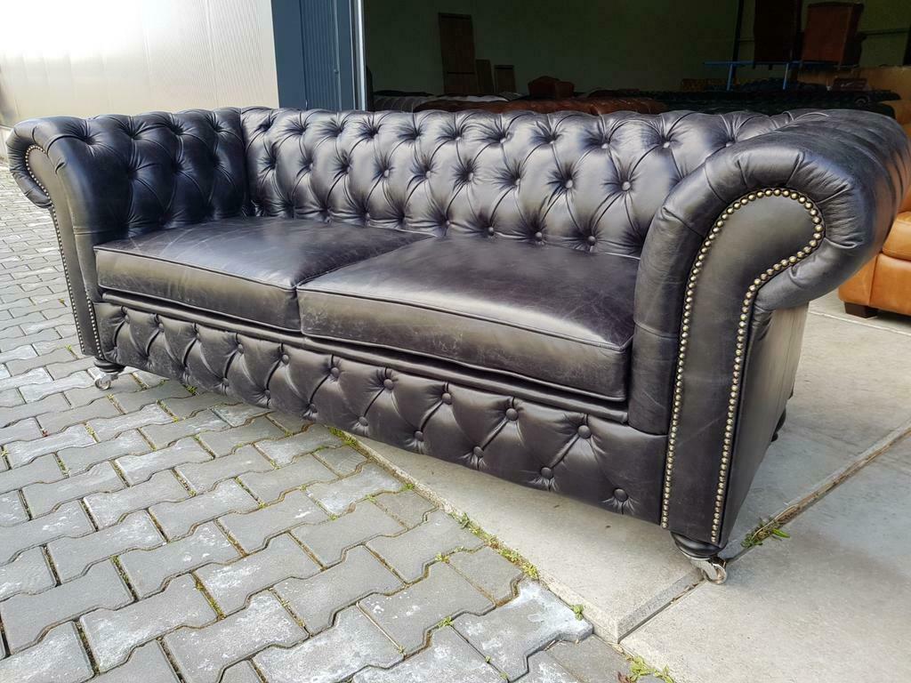 Foto 3 van NIEUWE Chesterfield bank vintage zwart + GRATIS BEZORGD