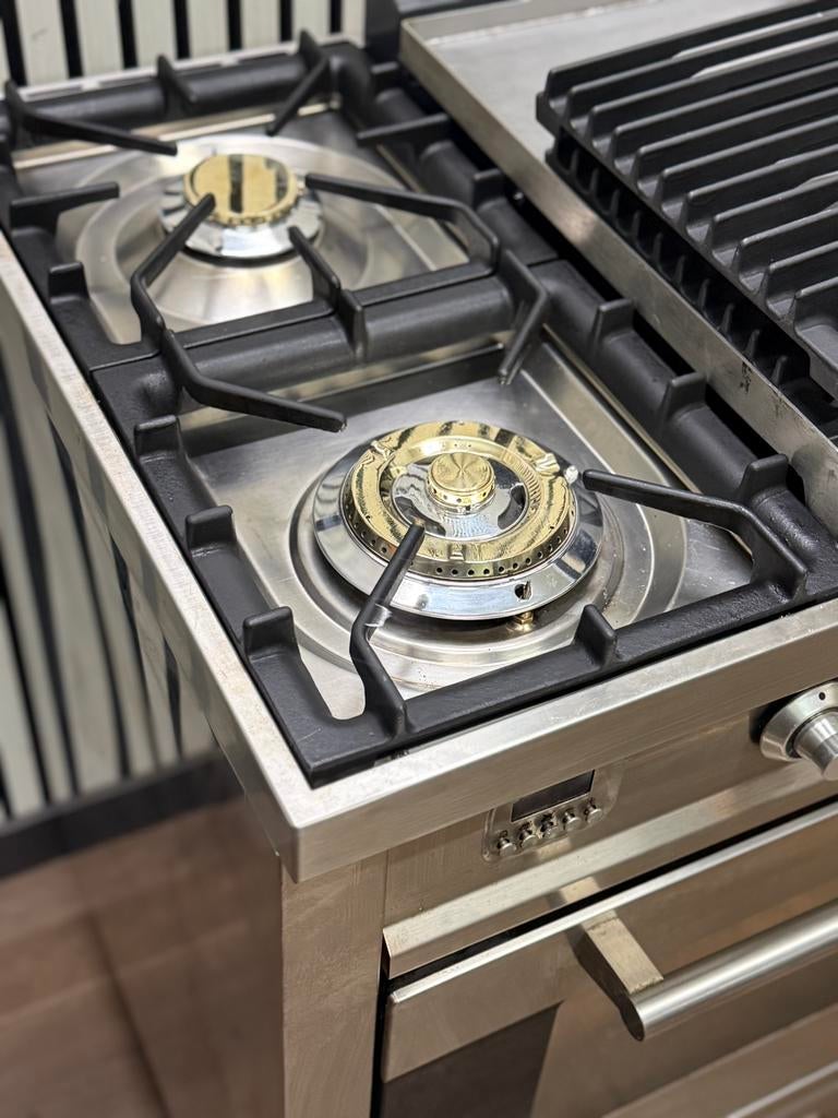 Luxe Boretti Fornuis 5 pits met Frytop RVS 90 cm, Fornello Esperta, Ophalen of Verzenden, Zo goed als nieuw, Energieklasse A of zuiniger