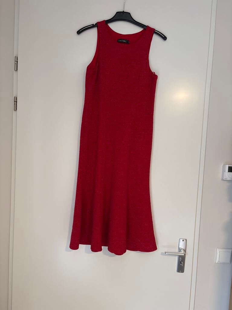 Mooie rode jurk - Lautinel maat L, Maat 42/44 (L), Ophalen of Verzenden, Zo goed als nieuw, Rood