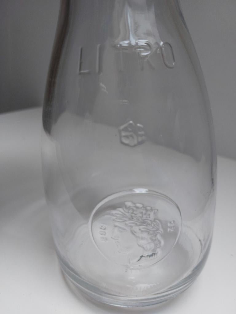 Glazen karaf - 1 liter, Gebruikt, Wit, Ophalen of Verzenden, Glas