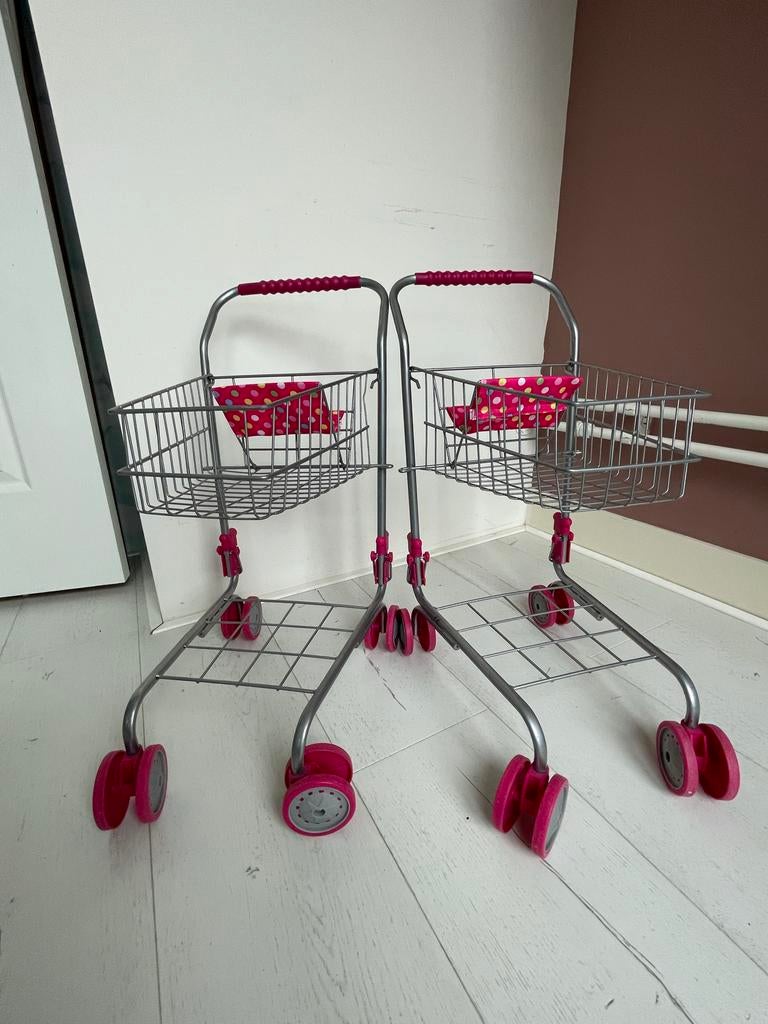 2x Roze Speelgoed Winkelwagentjes - Tweeling, Ophalen, Zo goed als nieuw