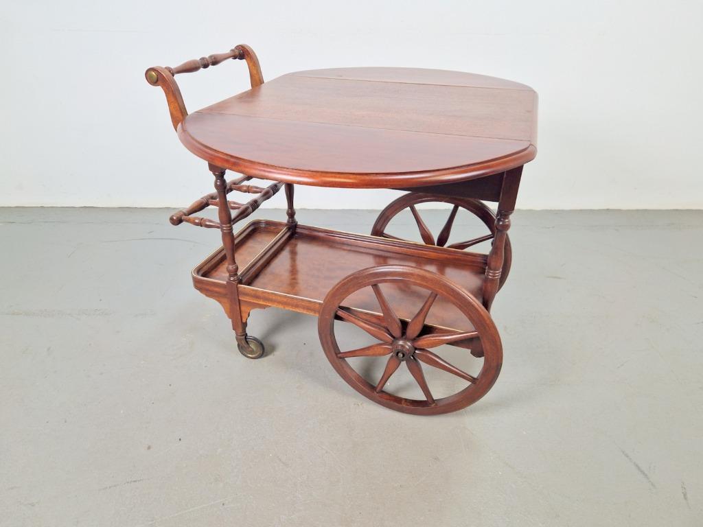 Vintage Spindle Bar Cart Hout Trolley 1970 Italië Side Table, N, N, Vintage, Zo goed als nieuw