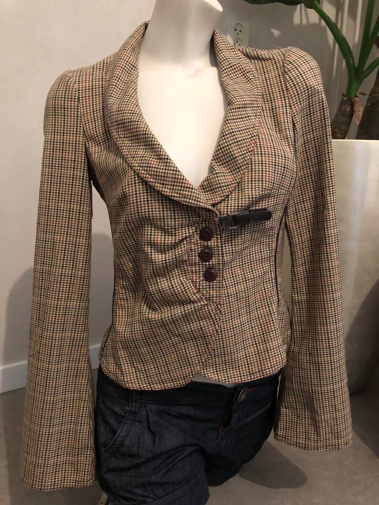 Superstar blazer ruit xs, Kleding | Dames, Ophalen of Verzenden, Zo goed als nieuw, Maat 34 (XS) of kleiner, Beige