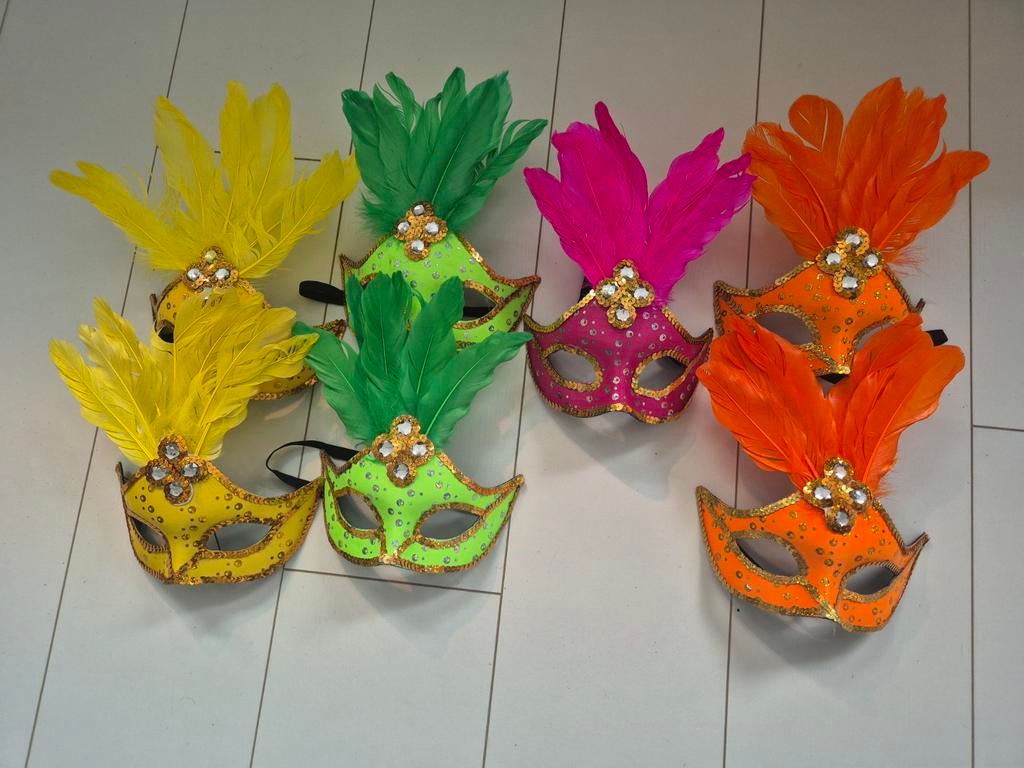 Carnavalsmaskers met veren  7x, Ophalen, Nieuw, Feestartikel, Carnaval