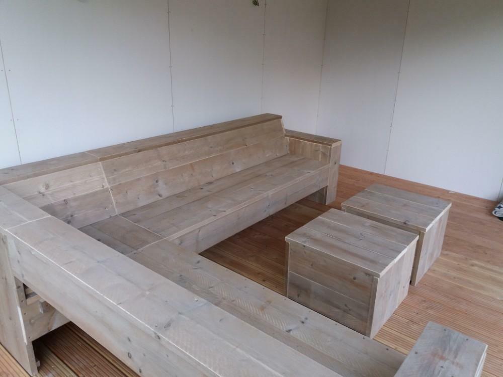 Nieuw Hoekbank steigerhout, Tuin en Terras, Tuinsets en Loungesets, Ophalen of Verzenden, Nieuw, Steigerhout