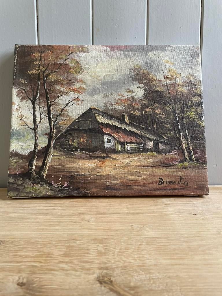 Olieverf schilderij schilderijtje doek doekje op linnen., Antiek en Kunst, Kunst | Schilderijen | Klassiek, Ophalen of Verzenden