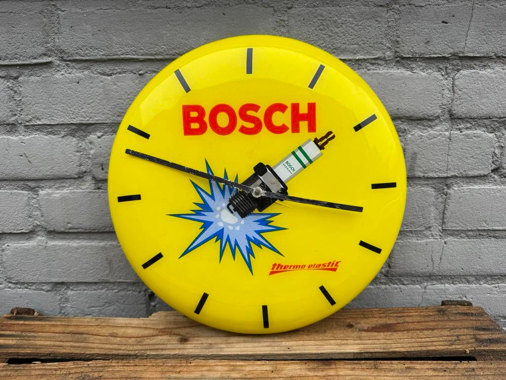 Bosch Bougie oude reclame klok, Verzamelen, Ophalen, Reclamebord, Gebruikt, .