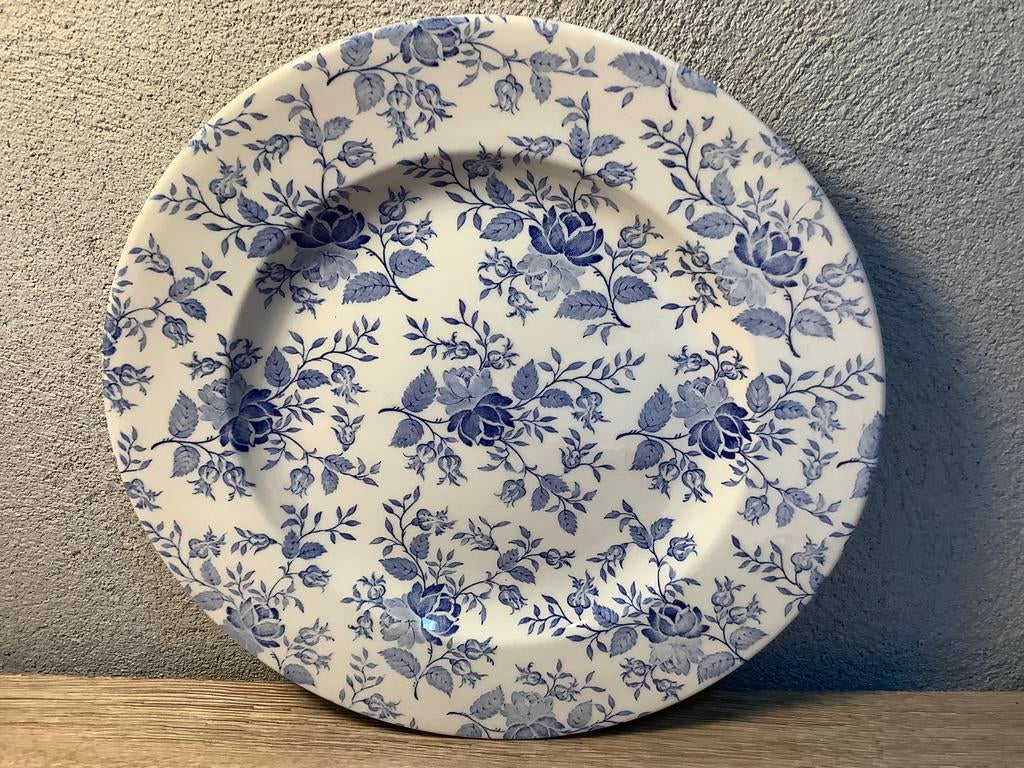 Oud Engels bord met blauwe bloemen, Antiek en Kunst, Antiek | Servies los, Ophalen of Verzenden