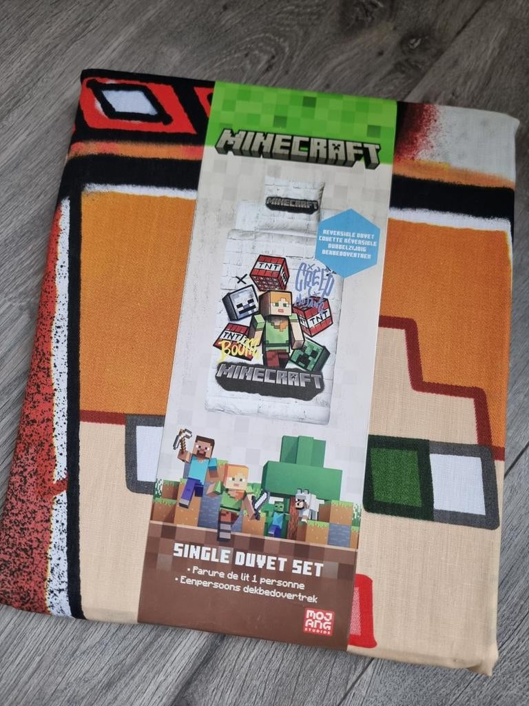 Minecraft dubbelzijdig dekbedovertrek 140x200, Nieuw (SS), Ophalen of Verzenden, Nieuw, Jongetje of Meisje, Dekbedovertrek