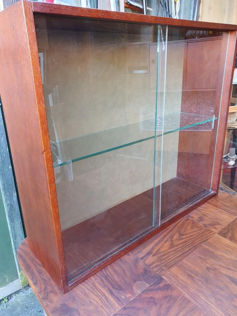 Vintage vitrine kast 80 lang 25 diep 70 hoog., Ophalen, Gebruikt, 50 tot 100 cm, Glas