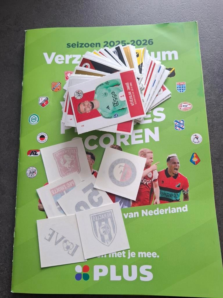 Voetbalplaatjes/tattoos plus te ruil., Verzamelen, Albert Heijn, Ophalen of Verzenden