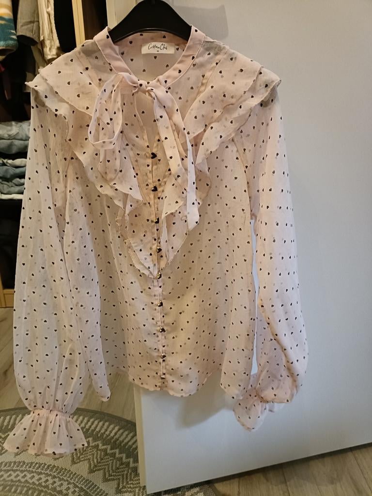Nieuwe doorschijnende blouse met hartjes en strikdetail, Kleding | Dames, Blouses en Tunieken, Nieuw, Ophalen of Verzenden, Roze
