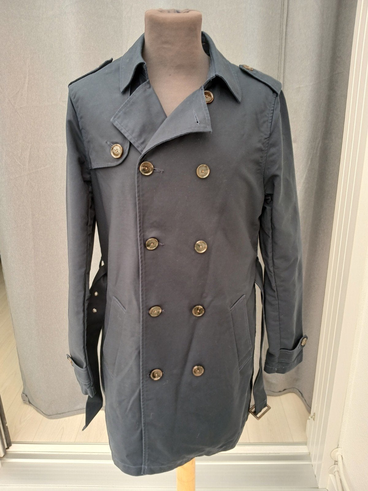 Pier One Blauwe Trenchcoat Maat S, Maat 52/54 (L), Blauw, Pier One, Ophalen of Verzenden