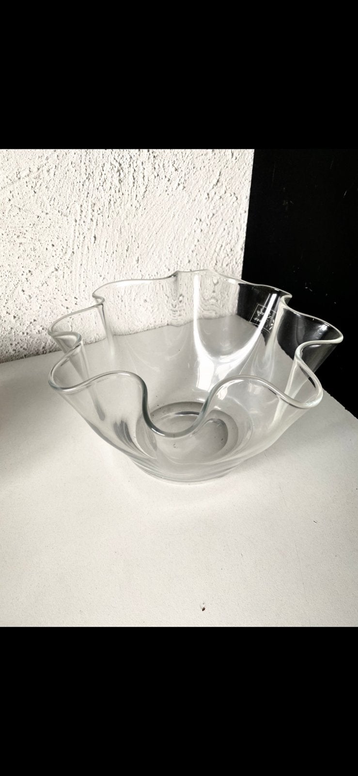 sierlijke vintage WAAIER/‘ZAKDOEK’-  GLAZEN VAAS, Ophalen of Verzenden, Nieuw, Glas, 14 cm