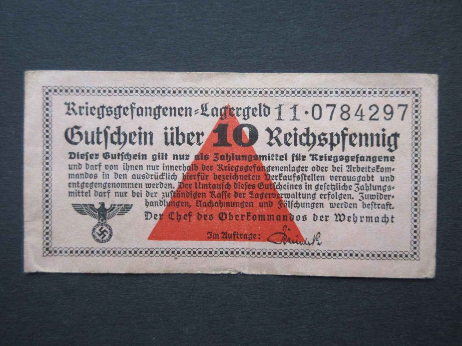 10 Reichspfennig 1939-1940 Duitsland Kampgeld POW WW2, Verzenden, Duitsland, Los biljet