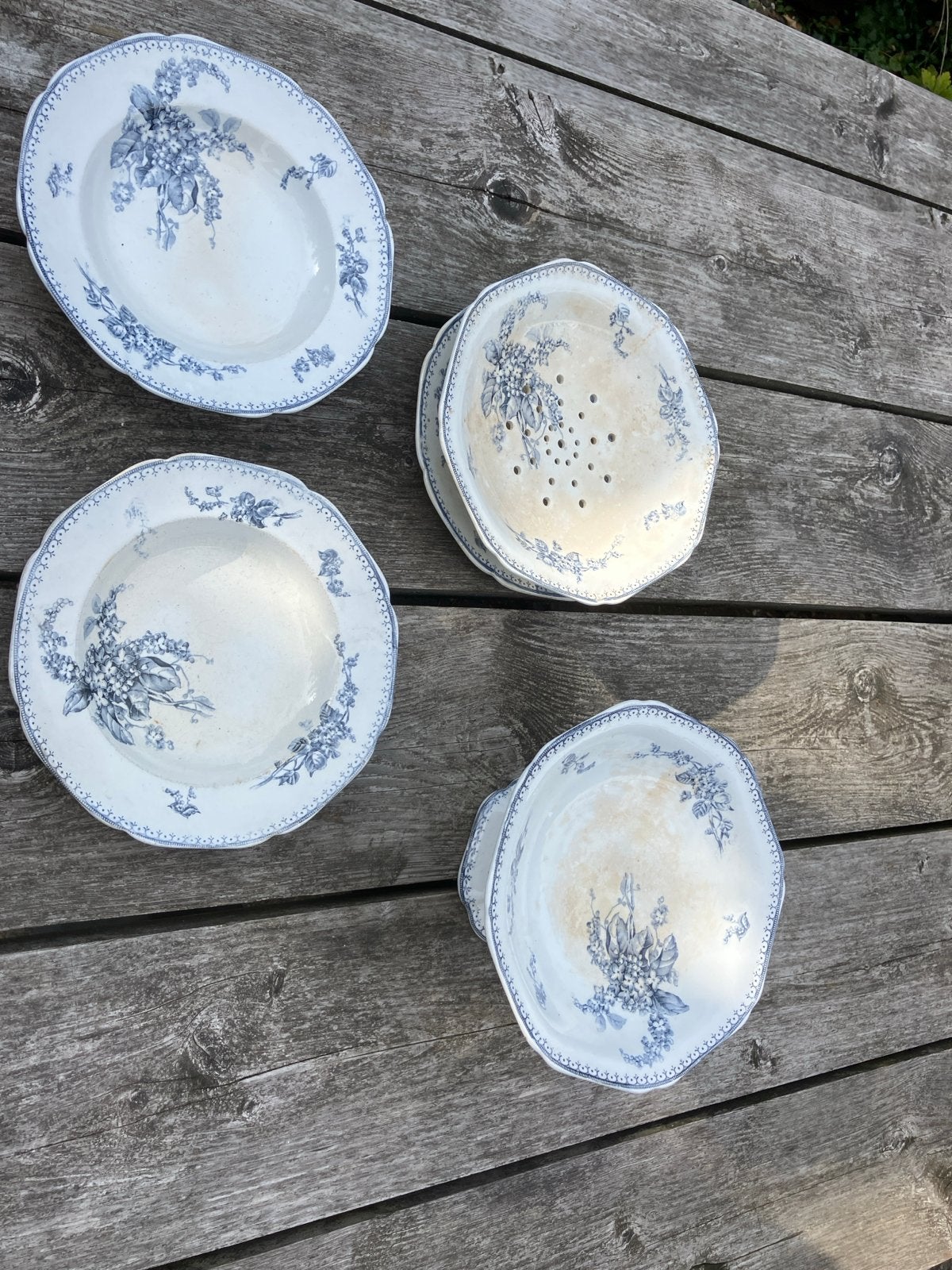 Brocante Meibloem Servies - Borden, schaal en fruitschaal, Antiek en Kunst, Ophalen