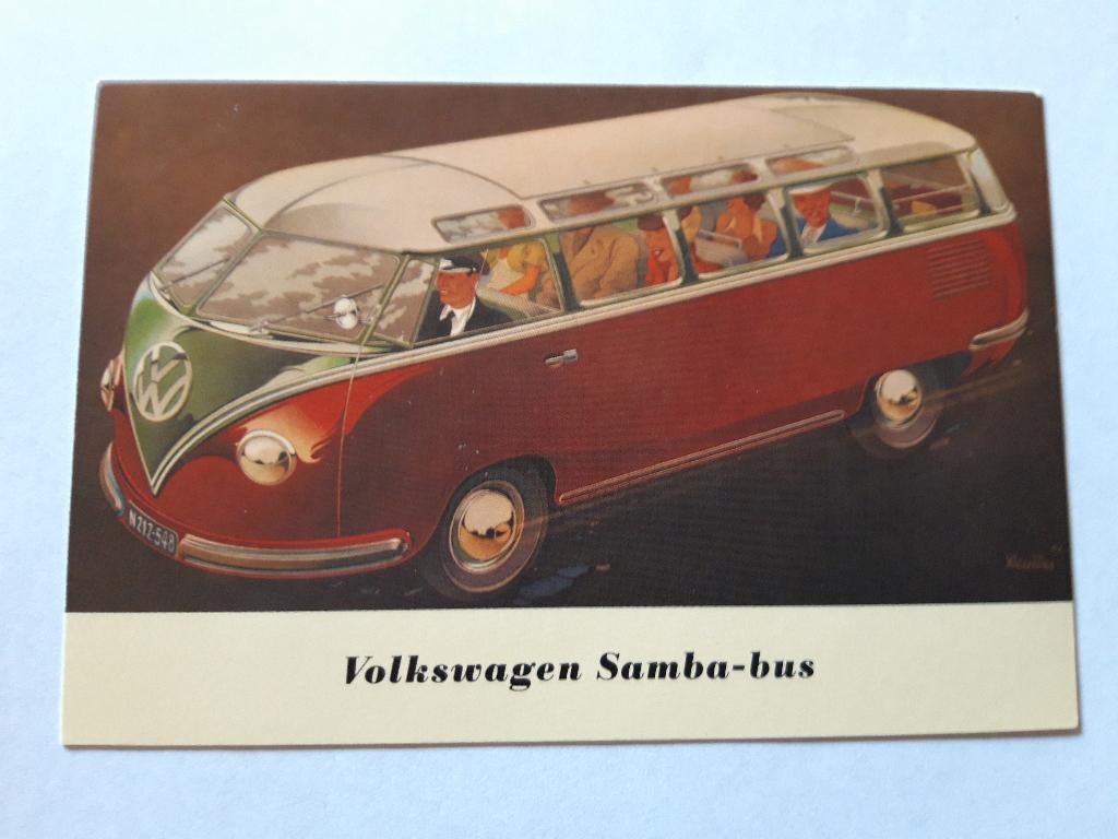 ansichtkaart Volkswagen T1 Samba-bus, Ophalen of Verzenden, 1940 tot 1960, Ongelopen, Voertuig