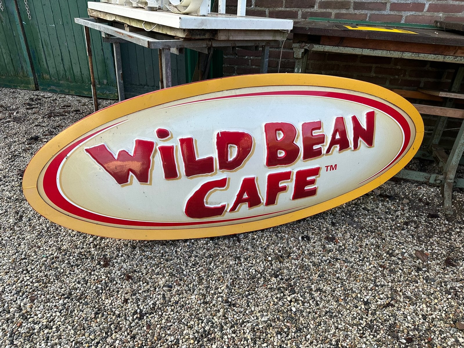 Wild Bean Cafe verlichting groot reclamebord, Ophalen, Reclamebord, K, Zo goed als nieuw