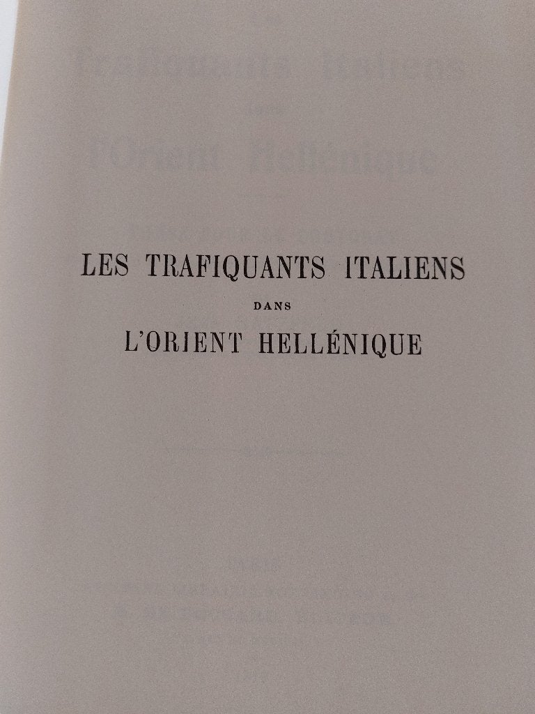 J.Hatzfield: Les trafiquants Italiens dans l'Orient Helléniq, 14e eeuw of eerder, Europa, Ophalen of Verzenden, Zo goed als nieuw