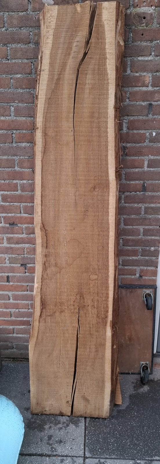 Eikenhouten boomstam plak, 2 meter hoog, Doe-het-zelf en Verbouw, Hout en Planken, Ophalen, Eiken, Zo goed als nieuw, Plank