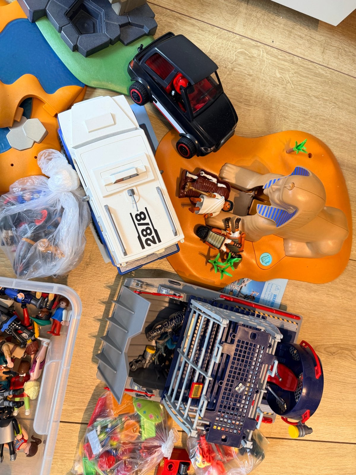 Tas met diverse Playmobil onderdelen, auto's, poppetje, Kinderen en Baby's, Speelgoed | Playmobil, Ophalen, Gebruikt, Losse onderdelen