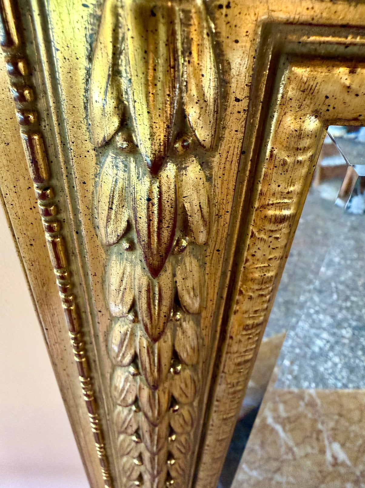 Vintage Gouden Spiegel- Strikspiegel Deknudt, Huis en Inrichting, Ophalen, 100 tot 150 cm, Zo goed als nieuw, Rechthoekig