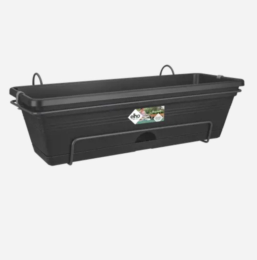 2maal Elho balkonbak met ophang antraciet l 49 x b 19 x h 16, Ophalen, Kunststof, Minder dan 30 cm, Zo goed als nieuw