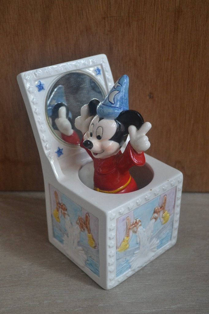 Vintage Walt Disney muziekdoos Mickey Mouse Fantasia, Verzamelen, Verzenden, Mickey Mouse, Zo goed als nieuw, Beeldje of Figuurtje