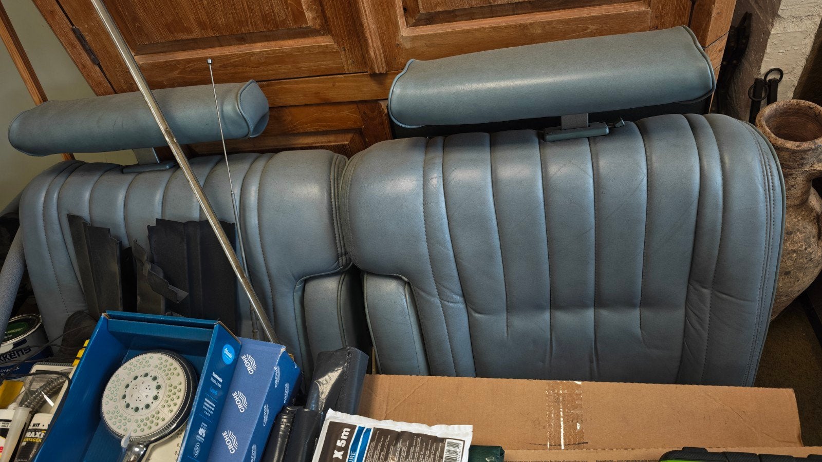 Blauw leren voorstoelen Cadillac Seville 1976 1977 1978 1979, Ophalen, Gebruikt, Cadillac