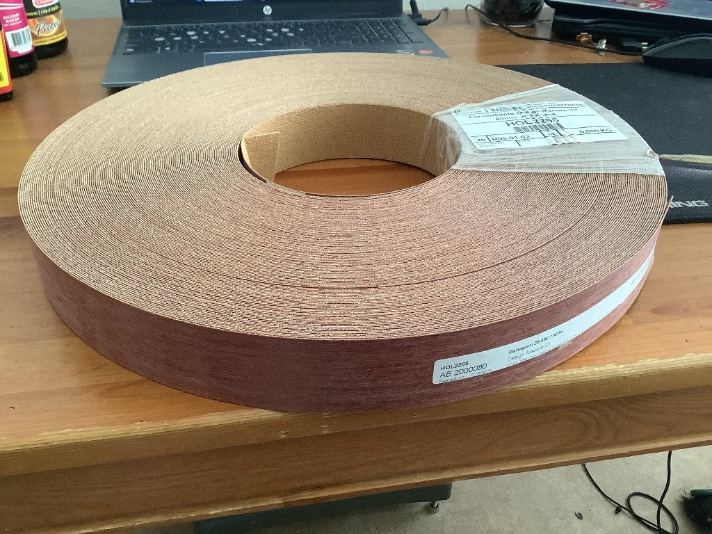 fineer mahonie 4,5 cm breed 100 meter op rol. Nieuw, Doe-het-zelf en Verbouw, Minder dan 25 mm, Overige typen, Nieuw, Ophalen of Verzenden