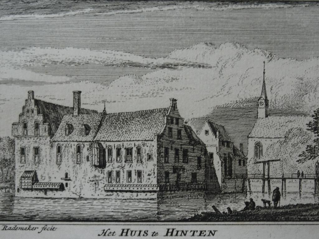 gravure huis te Hinten bij Heusden Abraham Rademaker 1750, Verzenden, Architectuur, Gravure, Origineel