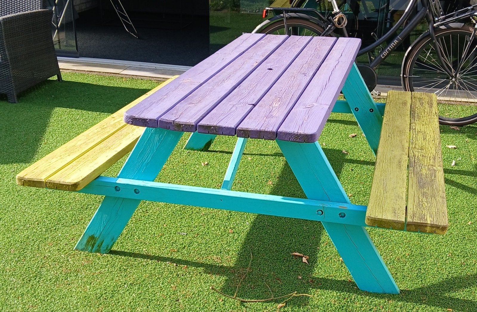 Picknicktafel, Tuin en Terras, Picknicktafels, Ophalen, Gebruikt, Rechthoekig, Hout