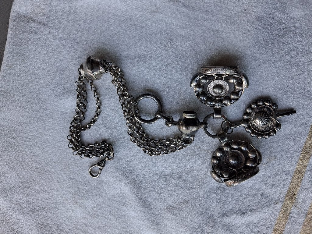 Zilveren Chatelaine/signetketting, Ophalen of Verzenden