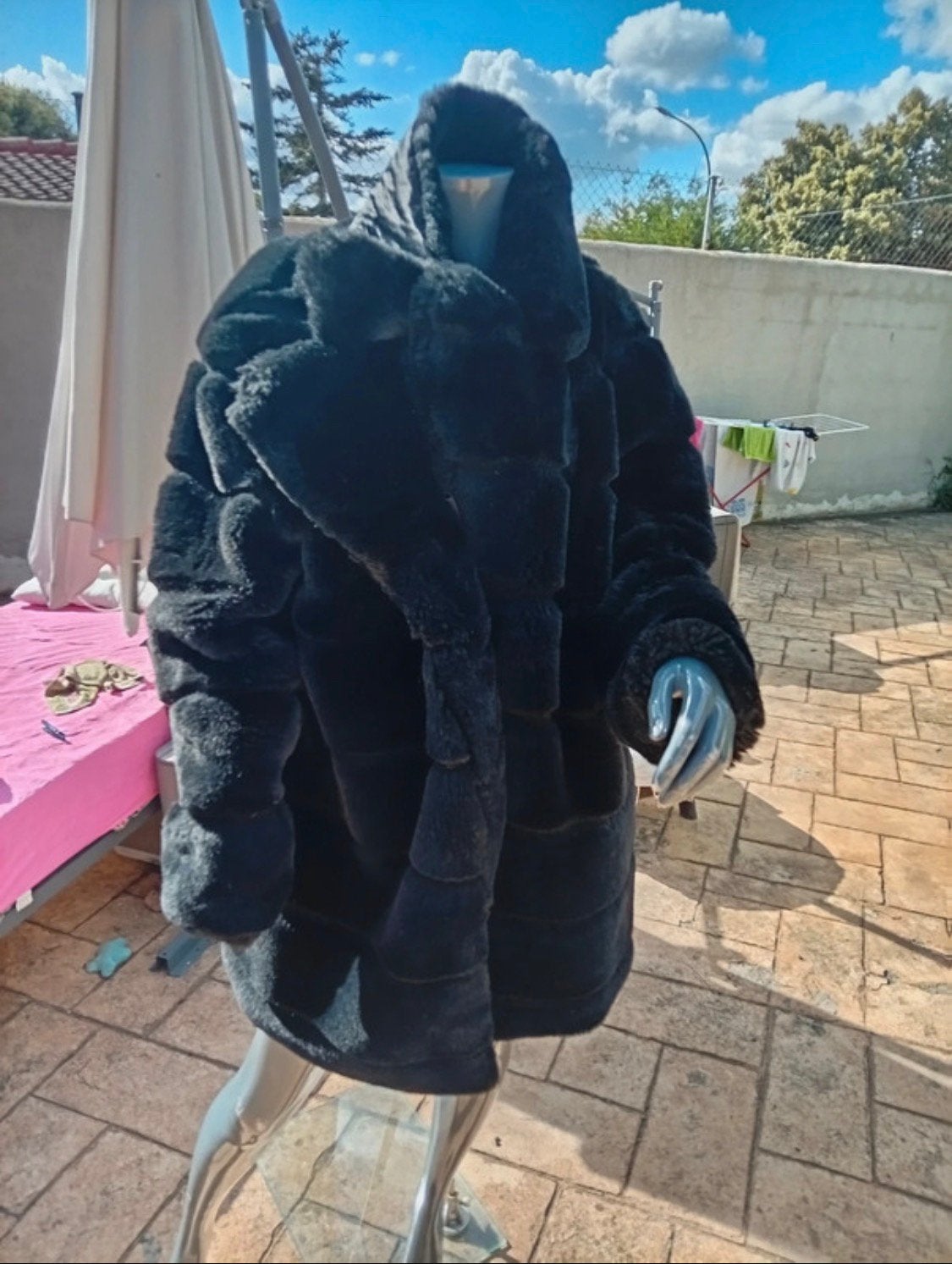 Zwarte bontjas, Verzenden, Gedragen, Maat 46/48 (XL) of groter, Zwart