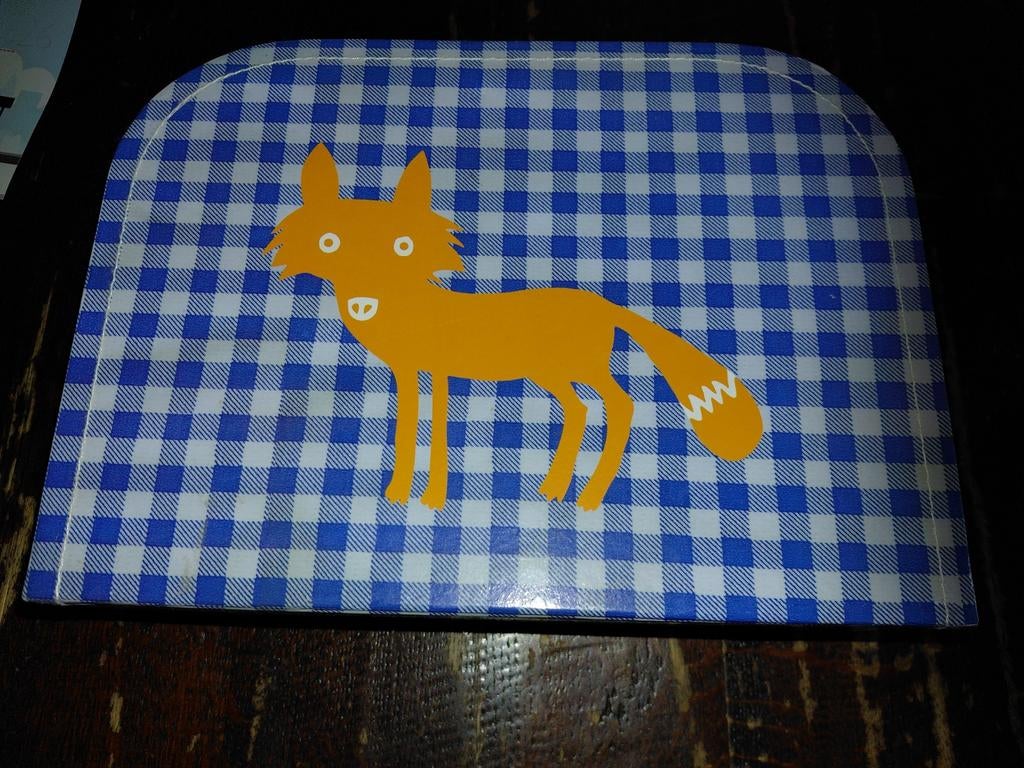 Kitsch Kitchen Decoratie Koffertje Vos Ruitje Blauw Wit, Huis en Inrichting, Woonaccessoires | Overige, Zo goed als nieuw, Ophalen