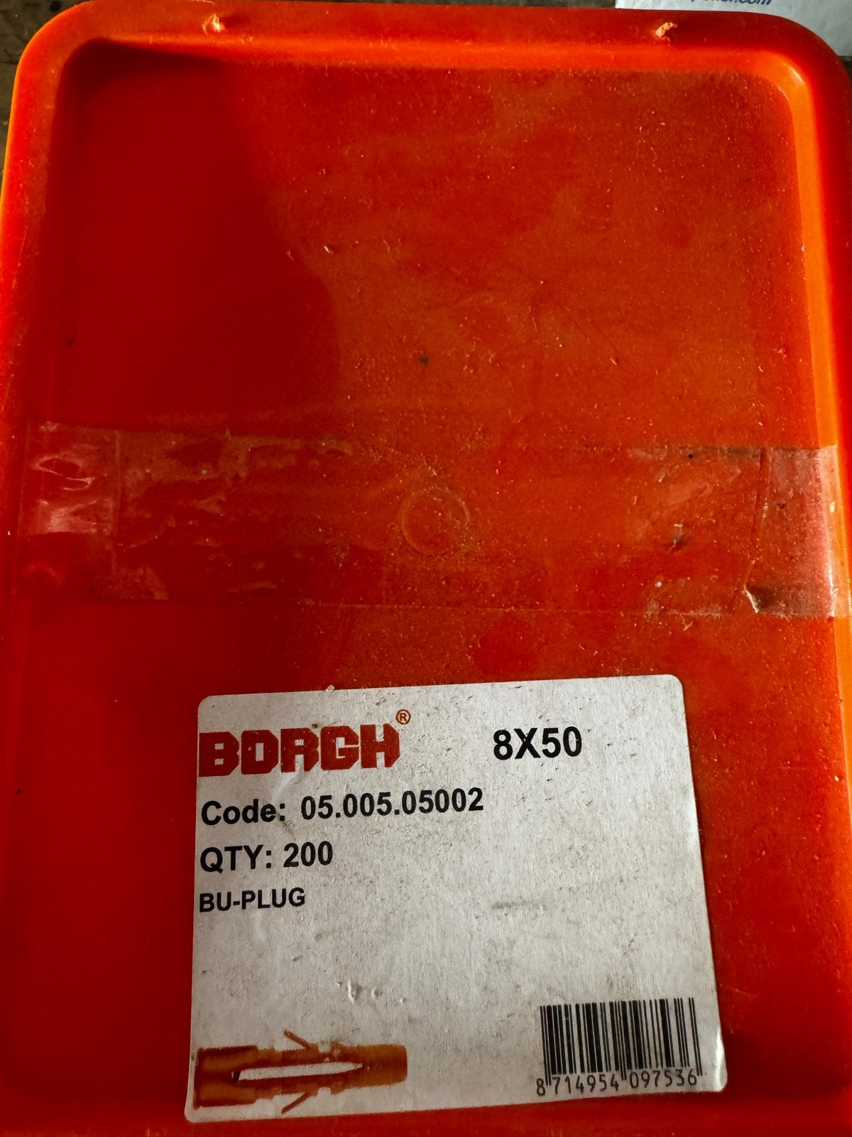200 Borgh pluggen 8x50 nieuw in doos, Ophalen of Verzenden, Nieuw, 50 tot 100 mm, Pluggen
